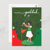 Golfgroet golfbal veel succes voor dame golfer briefkaart (Voorkant / Achterkant)
