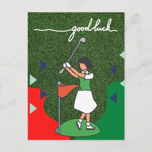 Golfgroet golfbal veel succes voor dame golfer briefkaart (Voorkant)