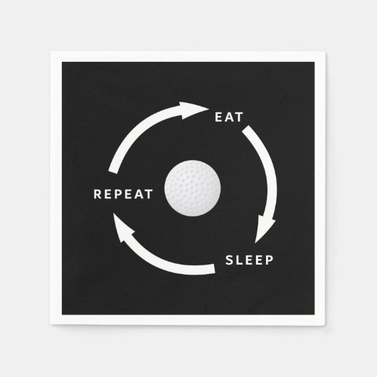 Golfgulden Eat Slaapstand Herhaaldelijke Gezegde Servet (Voorkant)