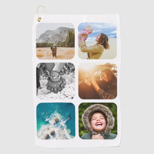 Golfhanddoek 6 Foto Sjabloon afgeronde (Voorkant)