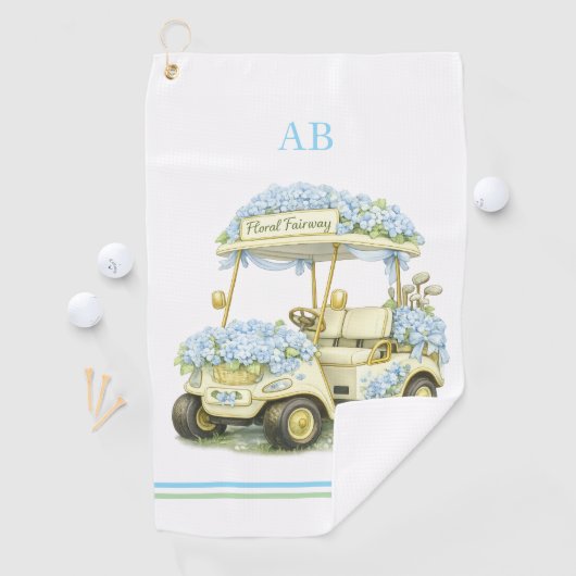 Golfhanddoek | Bloemrijke fairway-monogram (Insitu)