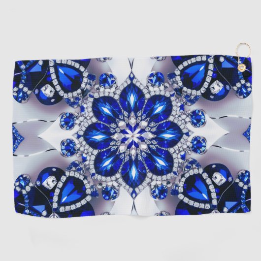 Golfhanddoek met blauwe witte kleuren (Horizontaal)