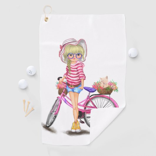 Golfhanddoek met roze bike (Insitu)