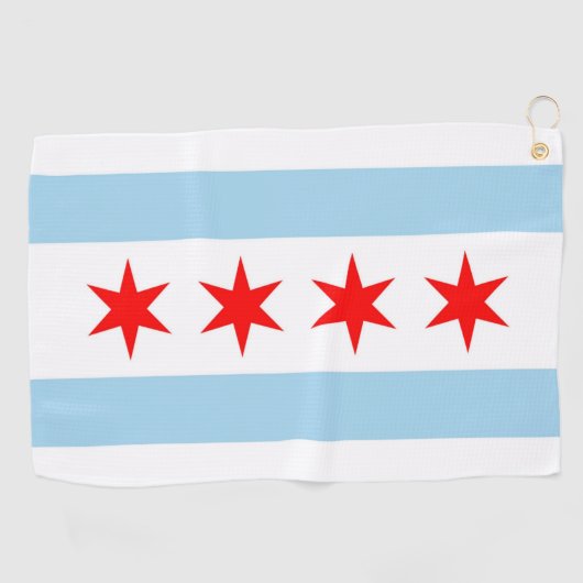 Golfhanddoek met vlag van Chicago, Illinois, Veren (Horizontaal)