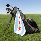 Golfhanddoek met vlag van Chicago, Illinois, Veren (Groen)