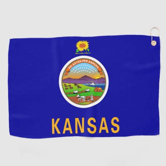 Golfhanddoek met vlag van Kansas, Verenigde Staten (Horizontaal)