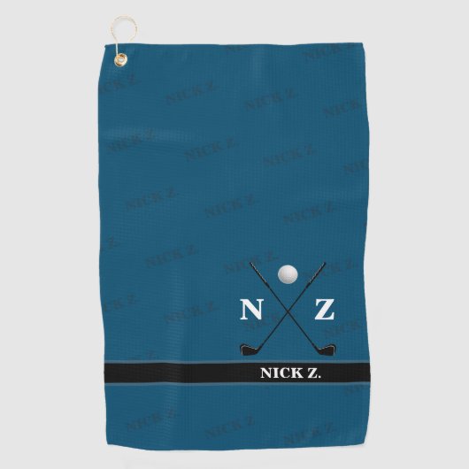 Golfhanddoek met zijn naam & initialen (stijlvol b (Voorkant)