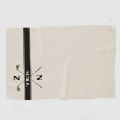 Golfhanddoek met zijn naam & initialen (stijlvolle (Horizontaal)