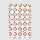 Golfhanddoek Monogram Verbrand Oranje Wit Patroon (Voorkant)