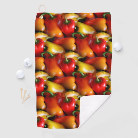 Golfhanddoek, rood en geel golfhanddoek (Insitu)