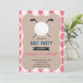 Golfhole in één verjaardagsuitnodiging kaart (Staand voorkant)