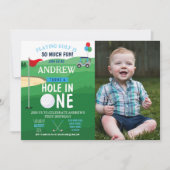 Golfhole in One First Birthday nodigt foto uit Kaart (Voorkant)