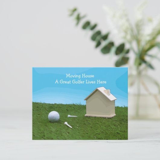 Golfhuis met een geweldige golfer woont hier briefkaart (Staand voorkant)