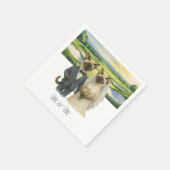 Golfhuwelijksthema voor kattenliefhebbers servet (Hoek)