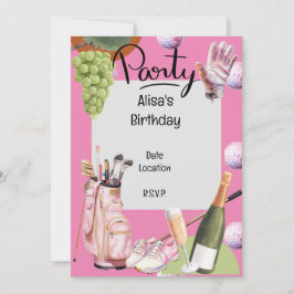 Golfijzer met bal helemaal erop in roze voor golfe kaart