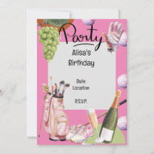 Golfijzer met bal helemaal in roze voor golfer