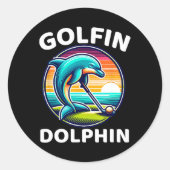Golfin Dolfijn Grappig Zee Zoogdier Dolfijn Spelen Ronde Sticker (Voorkant)