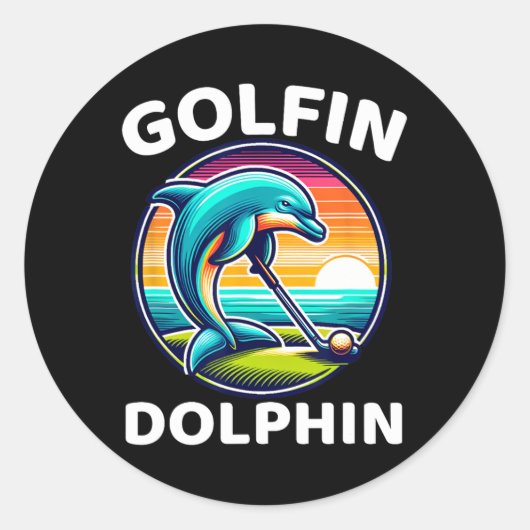 Golfin Dolfijn Grappig Zee Zoogdier Dolfijn Spelen Ronde Sticker (Voorkant)