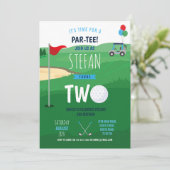 Golfing 2e verjaardag van de Golf Invite Fun Kaart (Staand voorkant)