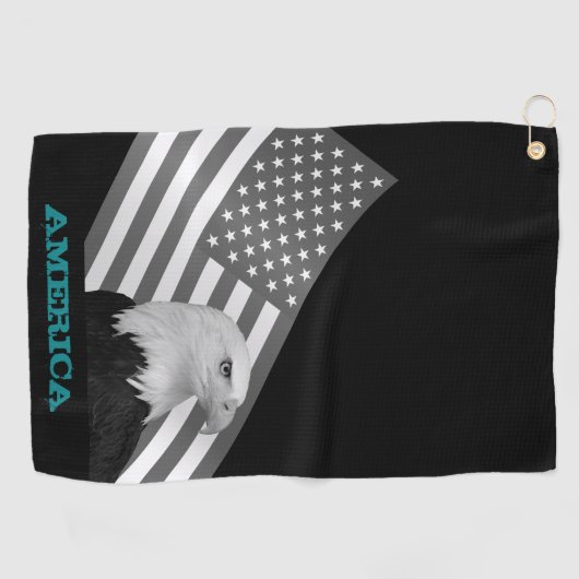 Golfing America & United States, Eagle/flag Golfhanddoek (Horizontaal)