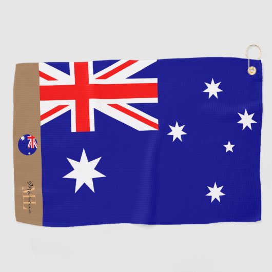 Golfing Australia, monogrammed Australian Flag Golfhanddoek (Horizontaal)