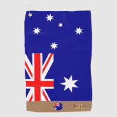 Golfing Australia, monogrammed Australian Flag Golfhanddoek (Voorkant)