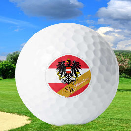 Golfing Austria & Monogram, Oostenrijkse vlag /gol Golfballen