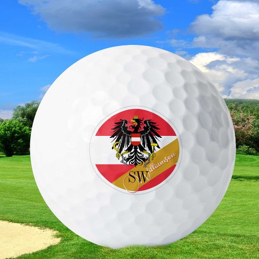 Golfing Austria & Monogram, Oostenrijkse vlag /gol Golfballen