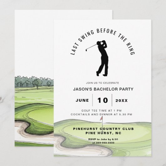 Golfing Bachelor Party Kaart (Voorkant / Achterkant)