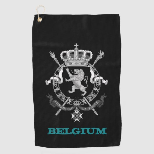 Golfing België en Belgische wapenschild/vlag Golfhanddoek (Voorkant)