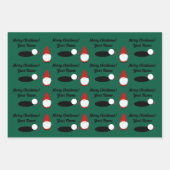 Golfing Christmas gnome wrapping paper sheets (Voorkant 3)
