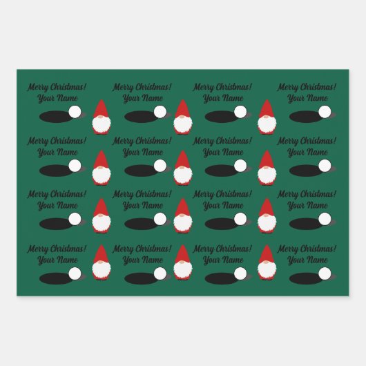 Golfing Christmas gnome wrapping paper sheets (Voorkant 3)