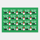 Golfing Christmas gnome wrapping paper sheets (Voorkant)