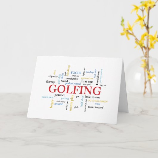 Golfing Coach Birthday in Words Kaart (Gele Bloem)