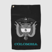 Golfing Colombia en Colombiaanse wapenschild/vlag Golfhanddoek (Voorkant)