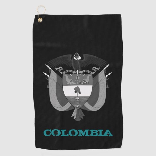 Golfing Colombia en Colombiaanse wapenschild/vlag Golfhanddoek (Voorkant)
