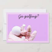 Golfing? damesgolfer houdt golfbal kaart (Voorkant)