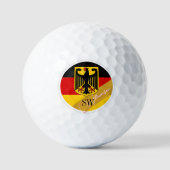 Golfing Duitsland & Monogram, Duitse vlag /golden Golfballen (Voorkant)