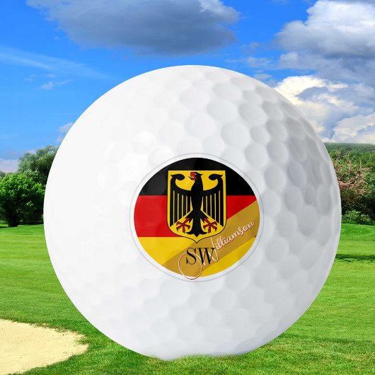 Golfing Duitsland & Monogram, Duitse vlag /golden Golfballen