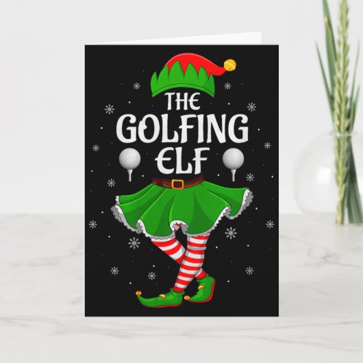 Golfing Elf Christmas Family Girls Women Elf Squad Kaart (Voorkant)
