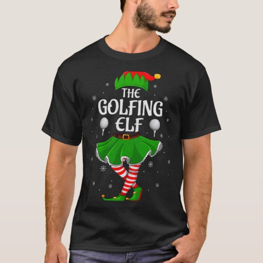 Golfing Elf Christmas Family Girls Women Elf Squad T-shirt (Voorkant)