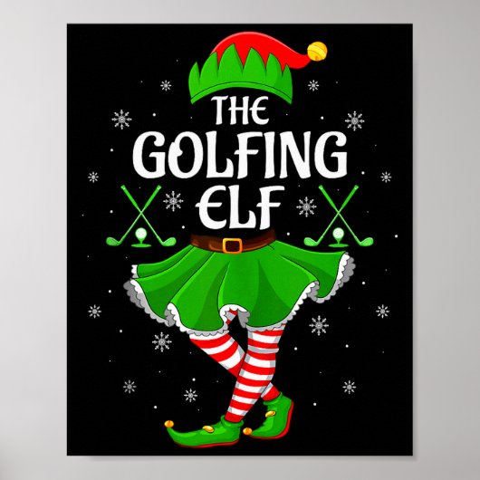Golfing Elf Christmas Girls Women Elf Squad Xmas F Poster (Voorkant)