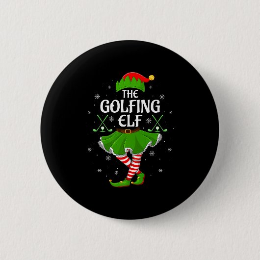 Golfing Elf Christmas Girls Women Elf Squad Xmas F Ronde Button 5,7 Cm (Voorkant)