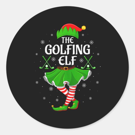 Golfing Elf Christmas Girls Women Elf Squad Xmas F Ronde Sticker (Voorkant)