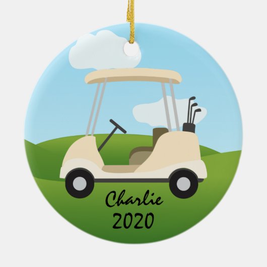 Golfing Golf Cart Ornament (Achterkant)