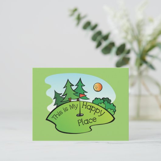 Golfing Golf Course Hole Happy Place Briefkaart (Staand voorkant)