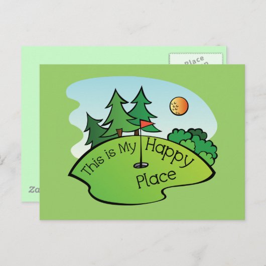 Golfing Golf Course Hole Happy Place Briefkaart (Voorkant / Achterkant)