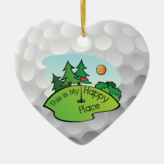 Golfing Golf Course Hole Happy Place Keramisch Ornament (Voorkant)