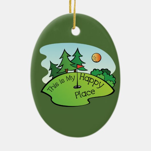 Golfing Golf Course Hole Happy Place Keramisch Ornament (Achterkant)