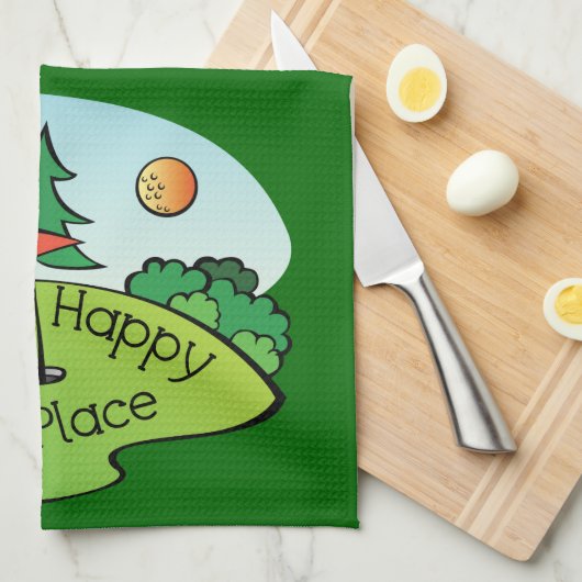 Golfing Golf Course Hole Happy Place Theedoek (Quarter Fold)